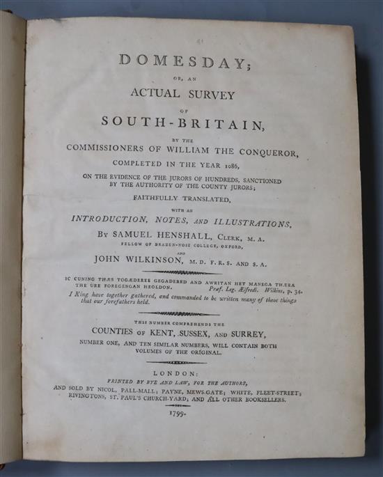 Henshall, Samuel and Wilkinson, John - Domesday, or an actual survey of South - Britain, by the Commissioners